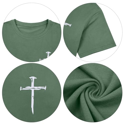 Jesus Oversized Shirts Women Christian Faith Tee Religious Bible Verse Tops - color: Green, size: Small