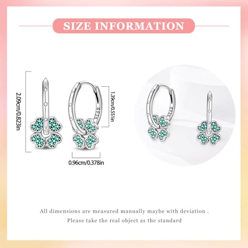 925 Sterling Silver Cute Animal Unique Huggie Hoop Earrings for Women - color: Four Leaf Clover