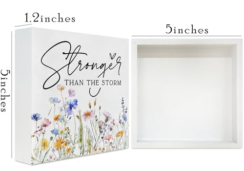 Stronger Than The Storm Wood Desk Decor, Christian Gifts for Women - color: White08