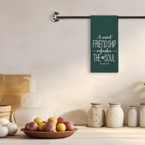 TNUW Christian Gifts Kitchen Towels 16x24In, Religious Friendship Gifts for Women, Hand Tea Towels for Kitchen Bathroom Decor (Bottle Green) - color: Bottle Green