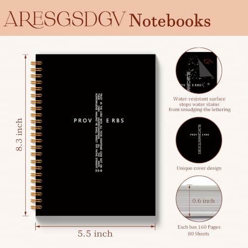 Proverbs 3 5-6 Christian Gifts Journals for Women 5.5x8.3in - color: PROVERBS 3.5-6 Black