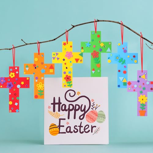 Blueweenly 12 Pcs Foam Religious Craft for Kids Sunday School Cross Crafts