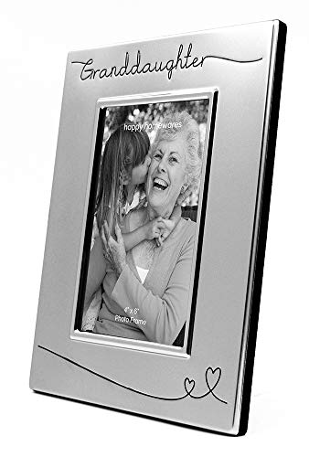 Haysom Interiors Beautiful Two Tone Silver Plated Granddaughter 4" x 6" Picture Frame with Black Velvet | Unique and Thoughtful Gift Idea by Happy Homewares - size: Granddaughter