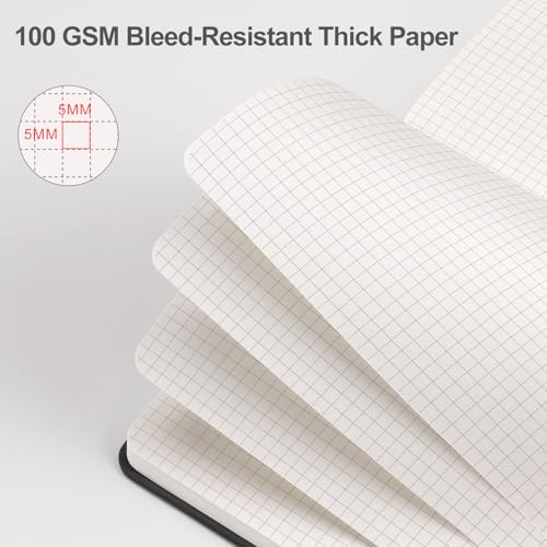 EMSHOI Graph Grid Journal Notebook, 192 Pages, A5 Size (5.7'' x 8.3'') - color: Black, style: Grid
