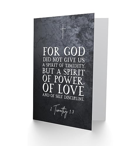 Artery8 2 Timothy 1:7 Spirit of Power, Love and of Self Discipline Christian Bible Verse Quote Scripture Typography Sealed Greeting Card Plus Envelope Blank inside - color: Power Love Self Discipline