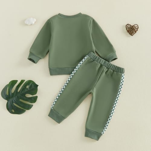 Kupretty Baby Boy Clothes Dad's Little Dude Sweatshirt Pants Set - color: Daddy's Mini-green, size: 2-3T