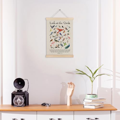MKIJUHB Look At the Birds Christian Wall Art Decor, Matthew 6:26 Bible Verse Religious Framed Hanging Canvas Prints for Church Prayer Room Home Living Room Walls Decorations, 12x16 Inch - color: Christian Canvas wall art decor 15