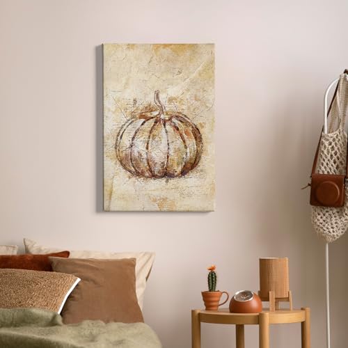 HIWX Vintage Fall Autumn Pumpkin Framed Wall Art - 16x24 Inch Home Decor for Living Room, Bedroom - color: fall 4, size: 24"L x 16"W