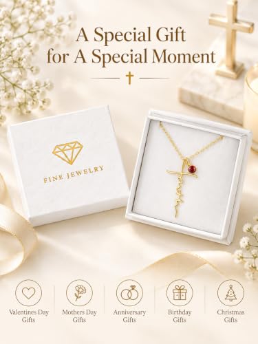 Faith Necklace White/Rose/Gold Birthday Gifts for Wife Her - color: 14K Gold-01-January