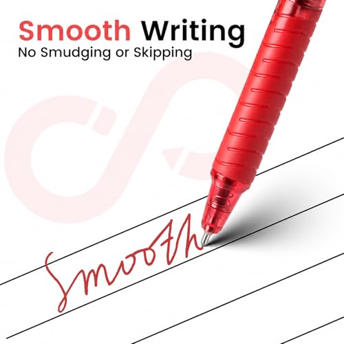 Sooez 40 Pack Bulk Pens Ballpoint, Retractable Red Ink Penswith Soft Grip - color: Red, size: 40 Count (Pack of 1)