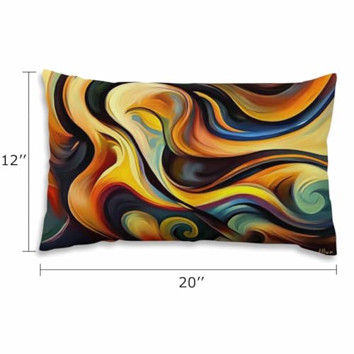 EKOBLA Guitar Decorative Pillow Cover Inner Melody Series Abstract Colorful Artwork Musical Notes Oblong Rectangle Throw Waist Pillow Case Cushion Cases for Sofa Bedroom Living Room 12x20 Inches - color: Multi-bs04