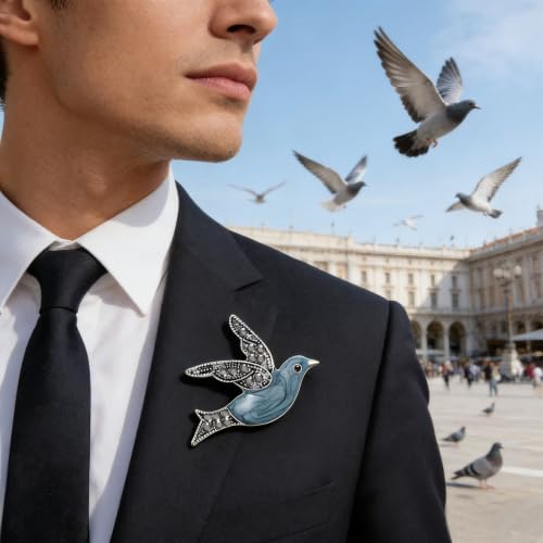 Enamel Bird Theme Brooch Pin for Women, Vintage Flying Bird Lapel Pin - color: Dove2