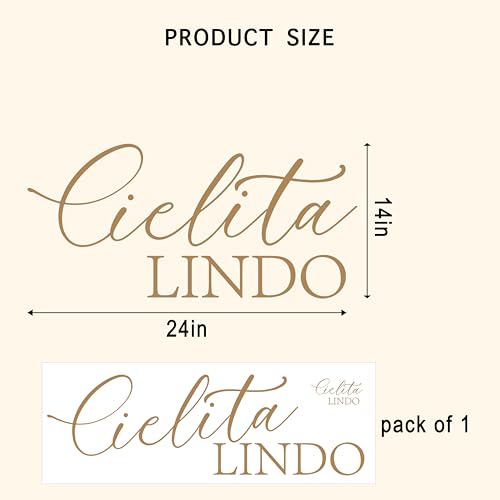 VANGNING Cielita Lindo Wall Decal – Elegant Script Party Backdrop Decor for Bridal Shower, Wedding, Baby Shower & Photo Booth – Removable Peel and Stick Gold Letter Wall Sticker for Event Decorations