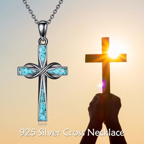 ONEFINITY Cross Necklace 925 Sterling Silver Cross Pendant Religious Jewelry Gifts - style: Black Infinity Cross