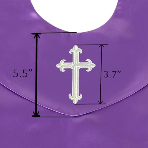 GradPlaza Unisex V Shape Church Choir Stole with Gold or White Embroidery Cross for Adults Church - color: Purple, style: White Cross