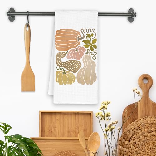 Boho Fall Pumpkin Kitchen Towels, Retro Hand Bathroom Towels for Harvest Thanksgiving Halloween, Watercolor Autumn Decorative Dish Towels Decor for Dorm Girly Room Home 16x24in - color: Pumpkin Boho
