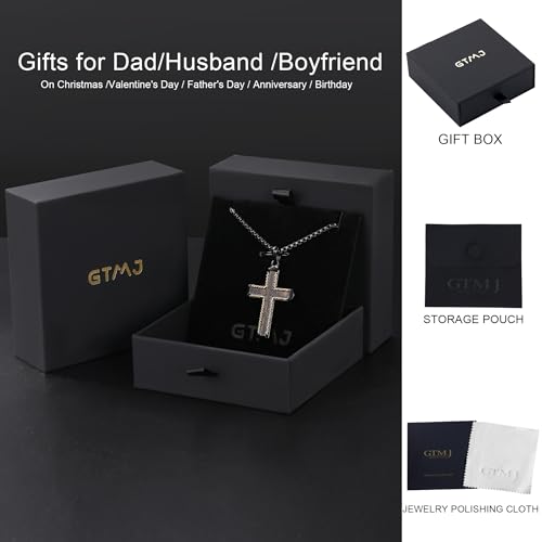 Wooden Cross Necklace for Men With Stainless steel And Black Ebony Adjustable Box Chain 24–26 inches Suitable for Everyday Wear And Christian Gifts for Men - color: Black-K