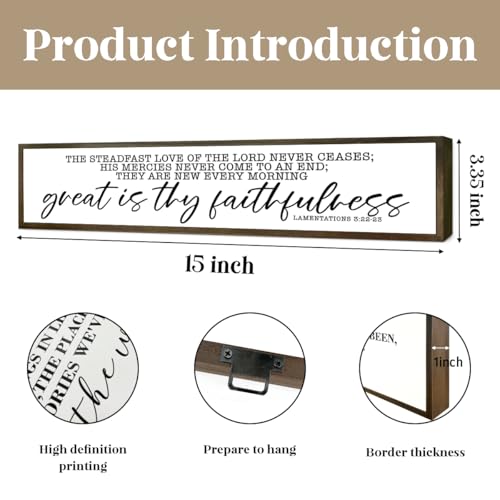 Rustic Wooden Sign – 'Great Is Thy Faithfulness' Lamentations 3:22-23, Hymn Wall Art, Bible Verse Wall or Tabletop Decor, Christian Farmhouse Home Blessing Gift, Housewarming Gift
