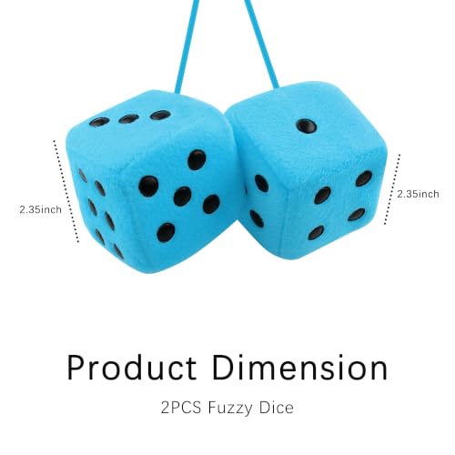 Stylish Fuzzy Dice for Car Hanging Ornament,Funny Plush Dice Rear View Mirror Accessories,Car Accessories Interior Cute Mirror Hanging Accessories (Blue) - color: Blue