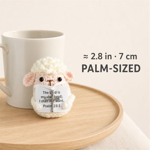 AceList Crochet Prayer Lamb with Psalm 23 Card, Christian Gifts for Women - color: Lamb