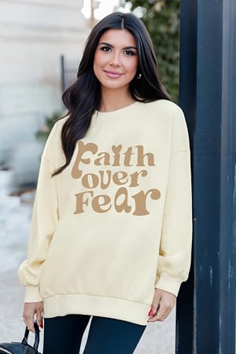 God is Good Sweatshirt Christian Shirts for Women Oversized Jesus Religious Pullover Bible Verse Inspirational Tops - color: Apricot 01, size: Large
