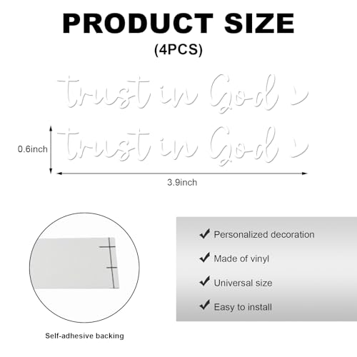DXNQ 4PCS Trust in God Rearview Mirror Decals, Automotive Vinyl Rear View Mirror Decorative Stickers, Waterproof Trust in God Stickers for Car Truck Laptop, Car Accessories (White) - color: White, size: 4PCS