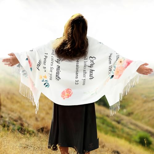 FuWeave Prayer Shawl for Women Christian Floral Scripture - style: Classic