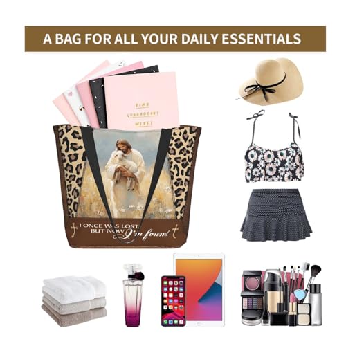 Women's Canvas Tote Bag with Zipper, Large Capacity Shoulder Bag for Work, Travel & Daily Use, Gifts for Mom - color: I Once Was Lost But Now I'm Found