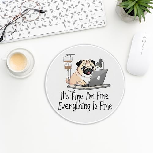 Funny Bulldog Round Gaming Mouse Pad 7.9x7.9, It's Fine I'm Fine Everything is Fine Round Mousepads for Desk Home Office Computers Laptop Accessories, Bulldog Gifts for Women Men Dog Lovers - color: Cute Sloth 20A