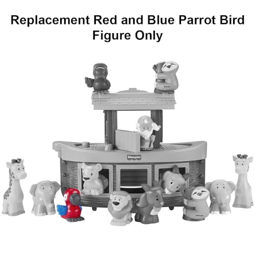 Replacement Red and Blue Parrot Bird Figure for Fisher-Price Little People Noah's Ark Playset - HNG03 ~ Works with Other Sets Too ~ Children's Bible Story Playset Figure