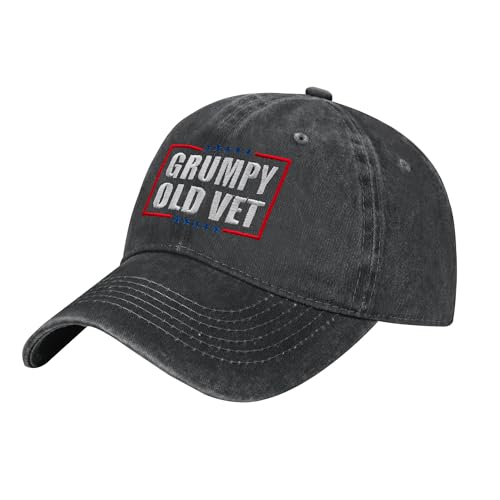 Baseball Cap for Men Women, Funny Adjustable Cotton Embroidered Dad Hat - color: Grumpy Old Vet