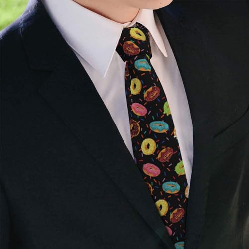 Men's Neckties, Novelty Printed Skinny Tie for Work Casual Party - color: Colorful Donut