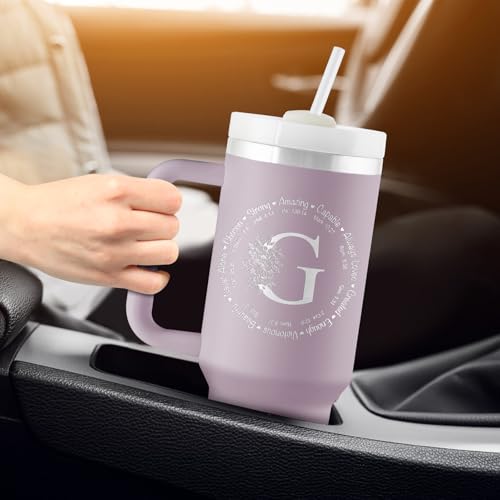 ROSTANTEN Christian Gifts for Women, Religious Monogrammed 40 oz Engraved Tumbler, Spiritual Inspirational Gifts Faith based gift Bible Gift, Initial Christian Tumbler for Women - style: G