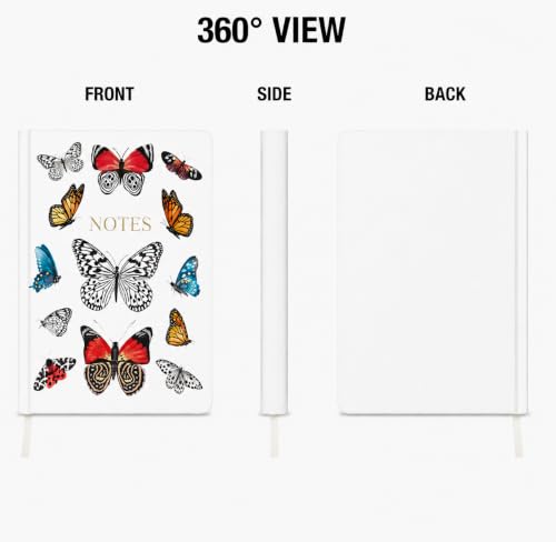 WORLD TRAVELER Large Lined Journal Notebook 256 Ruled White & Ivory Pages - color: Butteflies