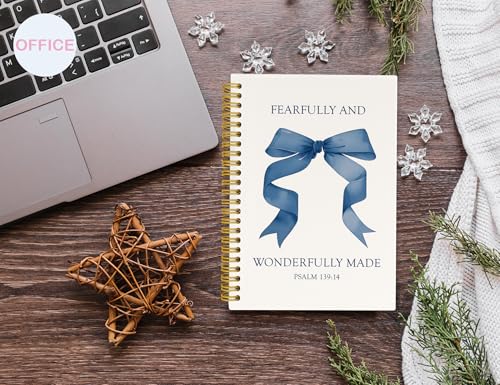 Bible Journal Notebook for Teen Girls,Cute Navy Blue Bow Bible Study Notebook Journal for Women,Christian Prayer Journal for Women Kids,Preppy Notebooks School Supplies,5.5x8.3 Inch - color: (Navy Blue) Psalm 139:14