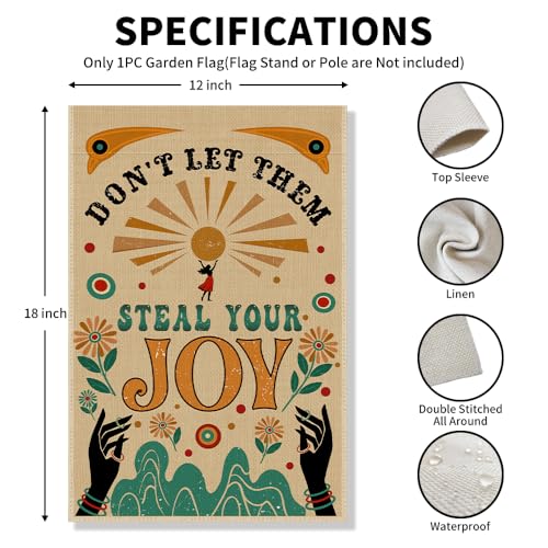 Don't Let Them Steal Your Joy Funny Garden Flag, Floral Kindness Yard Banner, Inspirational Positive Quote Yard Sign, Welcome Yard Farmhouse Spring Summer Outdoor Decor, Housewarming Flag Gifts - color: Beige45