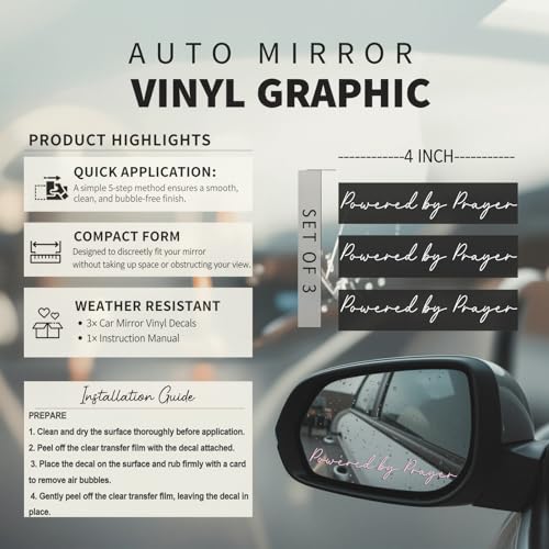3XPowered by Prayer Sticker, Christian Vinyl Decal for Car Window & Laptop, Inspirational Bible Verse Faith Sticker, Religious Gift for Women Men Teens (Pink) - color: Pink