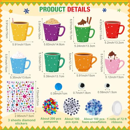 Funrous 48 Sets Christmas Crafts Kit Cocoa Paper Crafts Hanging Ornaments - style: Cocoa