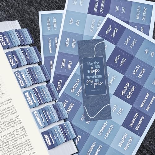 Laminated Bible Tabs for Women and Men, Gold Foil Embossed Lettering - style: Dusk Blue