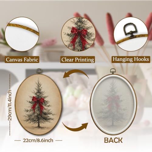 Mcehtle Red Coquette Bow Christmas Tree Wall Art Decor Framed 8.6x11.4 - color: 43