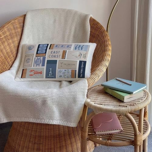 Coastal Beach 12x20 Pillow Cover, Beachy Room Decor Aesthetic - color: 03-east Coast Pillow(white)