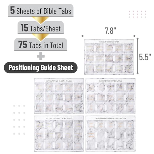 Mr. Pen- Laminated Bible Tabs, 75 pcs, Easy-to-Read & Apply - color: Marble Design