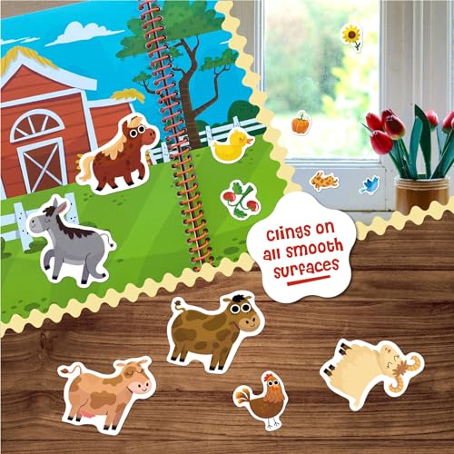 Stick4Ever Jelly Sticker Book® - for Kids - Waterproof, Easy to Clean Reusable Sticker Book for Toddlers- Reusable Road Trip Activities for Kids - Stocking Stuffers for Toddlers (Farm) - style: Farm