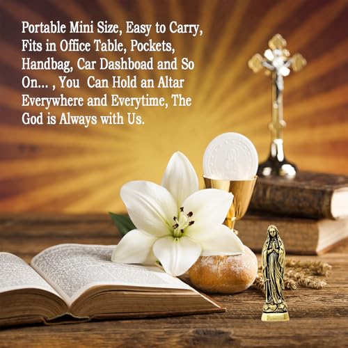 Blessed Mother Virgin Mary Statue Figurine Mini Brass Catholic Sculpture