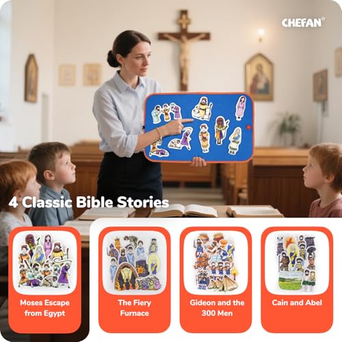 CHEFAN Cain and ABEL Felt Board Bible Stories, 4 Story Sets for Kids - color: Cain and Abel & Other 3 Bible Stories Set