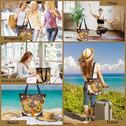 Bible Tote Bags For Women Religious Church Bag Christian Tote Bags Inspirational For Women Organizer Christian Gift - color: Bible Cross 3