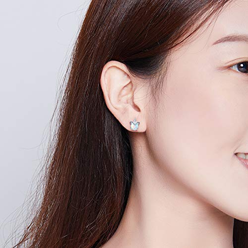 Butterfly Ladybug Unicorn Sloth Flamingo Dog Cat Turtle Angel Koala Daisy Panda Stud Earrings for Girls Women - Sterling Silver Hypoallergenic Animal Earrings with Secure Screw Backs - color: A6-Opal Unicorn