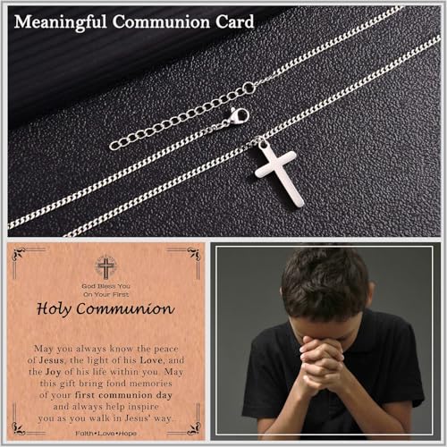 Cross Necklace for Boys Kids Christian Catholic Religious Gifts - color: Communion -Boys