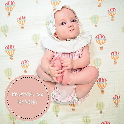 LollyBanks Muslin Swaddle Blankets, 100% Organic Cotton Receiving Blanket - color: The Sky is the Limit Or Lift Me Up