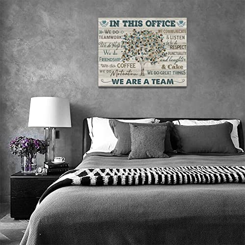 yerretin In this Office Wall Art Motivational Quotes Pictures Wall Decor for Office Inspirational We Are A Team Canvas Painting Room Decorations Artwork Framed Ready to Hang, 16"x12" - color: Office Tree, size: 16"L x 12"W